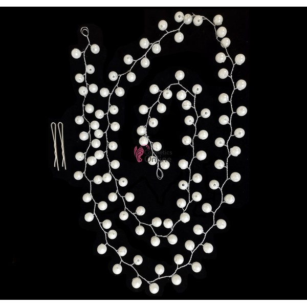 Accesoriu modern pentru decor par WED16CC Argintiu cu perle pentru cocuri + 2 Agrafe